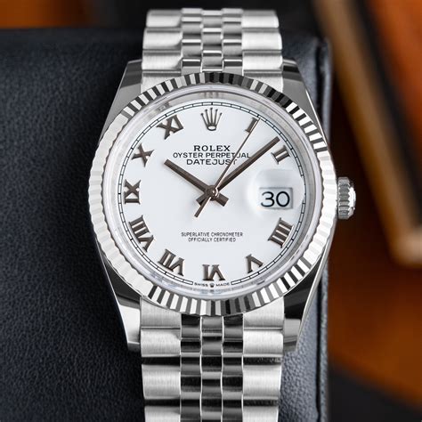 rolex datejust roman white|rolex datejust white gold 36mm.